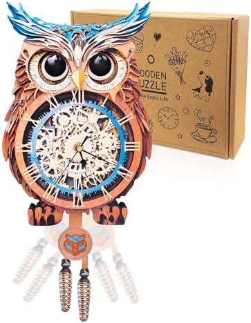 3D Puzzles for Adults Wooden Owl Puzzle Clock Adult Crafts