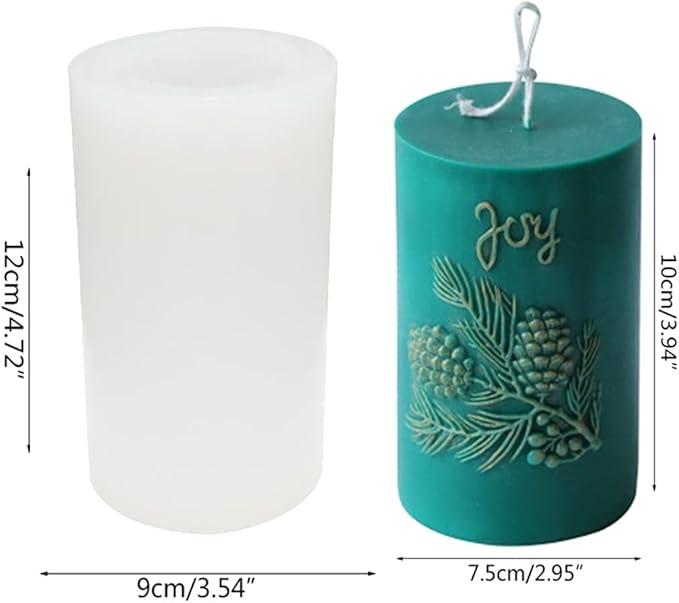 3D Cylinder Pine Cone Candle Mold, Silicone Clay Soap Mould - Image 2