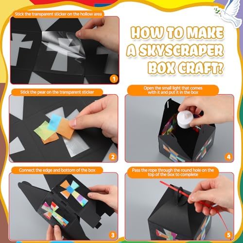 Simgoing 12 Sets Religious Cross Lantern Craft Sunday School Crafts Kit