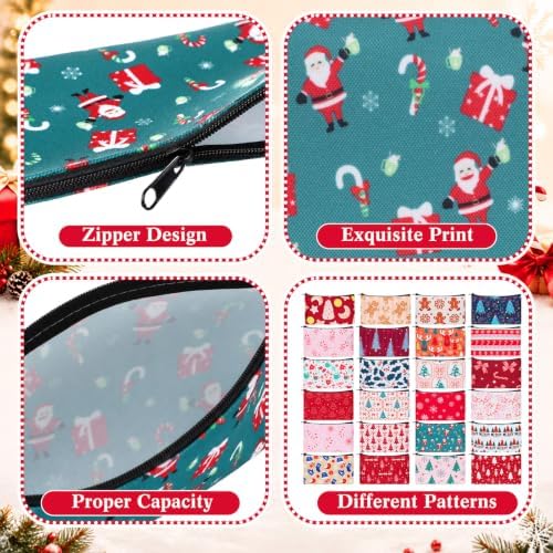 Meanplan 24 Pcs Christmas Makeup Bags Bulk Holiday Cosmetic Bag Gift