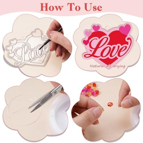 Dunzoom 30 Packs Valentine's Day Crafts, Heart Suncatcher Kit for Window Art, DIY Valentines Stained Glass Effect Painting Craft Kits, Classroom Valentine Gifts Party Favors Decorations