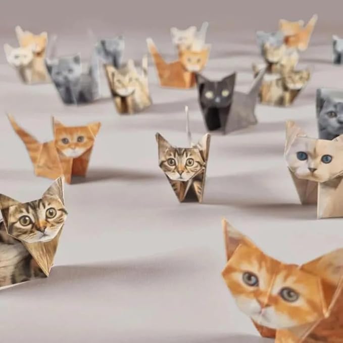 Paper Cat, Paper Cat Origami, 50 DIY Origami Foldable Cute Cat Figurines Fun - Image 4