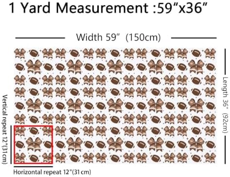 Rugby Bow Upholstery Fabric for Chairs | Modern Ball Print Bowknot Outdoor Fabric by The Yard 362"x63", Sports Ball Game Rugby Football Geometric Bow Tie Waterproof Fabric