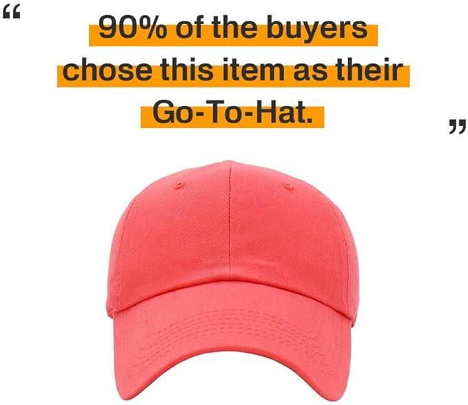 KBETHOS Classic Unisex Cotton Adjustable Low Crown Baseball Cap – Plain Dad Hat