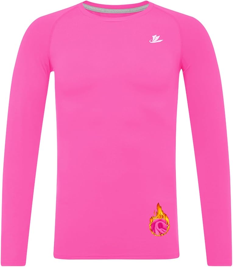 DEVOROPA Youth Boys Compression Thermal Shirt Long Sleeve Kids Fleece Baselayer Soccer Baseball Undershirt Slim/Regular/Husky