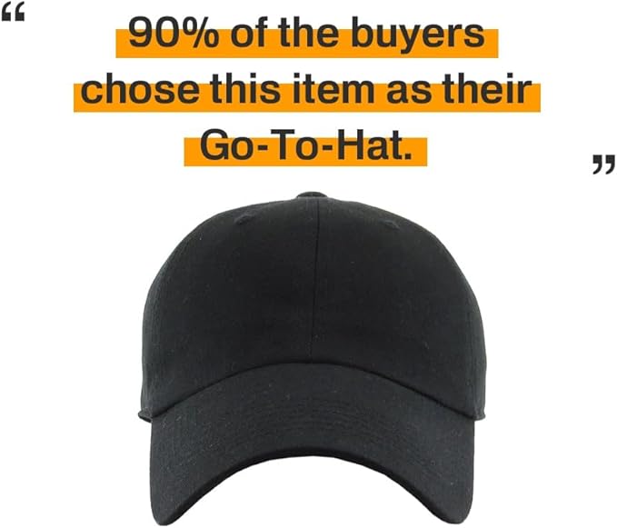 KBETHOS Classic Unisex Cotton Adjustable Low Crown Baseball Cap – Plain Dad Hat