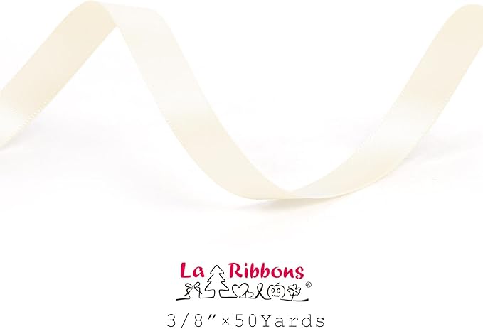 LaRibbons 3/8 Inch 50 Yard Double Faced Satin Ribbon, Ivory Small Satin Craft - Image 5