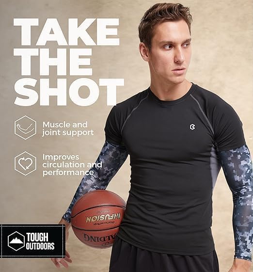 Tough Outdoors Baseball Arm Sleeve Youth & Adults - Compression Arm Sleeves for Kids Boys & Girls Men & Women - Football