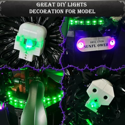 Skull Flower Lighting Building Bricks Set, Horror Plants Table Decoration
