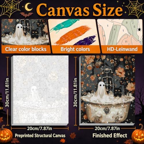 Mandun Halloween Paint by Numbers Kit for Adults, 3 Pack, 7.8x11.8 inch