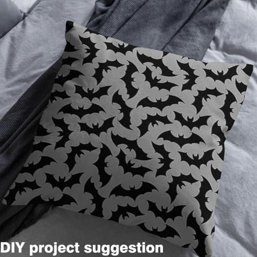 Feelyou Bat Fabric by The Yard 5 Yards for Kids Boys Girls Happy Halloween Decorative Trick or Treat Grey Upholstery Fabric for Chairs ，Soft Flannel