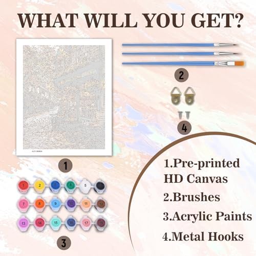 Autumn Paint by Numbers kit for Adults, Fall DIY Painting Kits 16x20inch