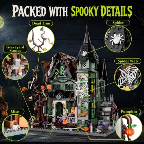 Horror Haunted House Building Blocks Set with LED Light for Adults