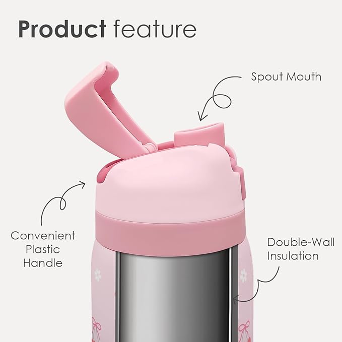 Cherry Insulated Stainless Steel Water Bottle with Straw for Sports and Travel, 32oz, Gifts for Women Girls Friends Teens Birthday Christmas