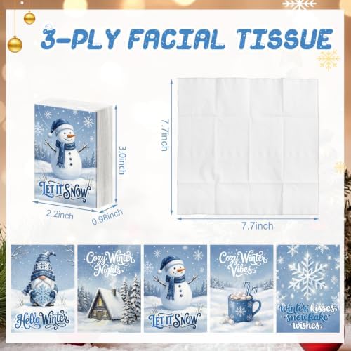 Outus 50 Pack Winter Christmas Travle Size Pocket Tissues Stocking Stuffers