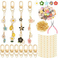 Tondiamo 266 Pcs Flower Keychain Making Kit Gold DIY Keychain Craft Gift