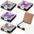 Saillong 4 Pcs Butterflies Diamond Painting Note Box Kit Sticky Note Holder