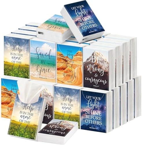 Outus 50 Pack Christian Pocket Tissues with Inspirational Words Individual