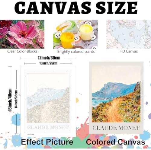 GOUOYANA 3 Pack Monet Paint By Numbers Kit for Adults-Frameless 12x16 Inch