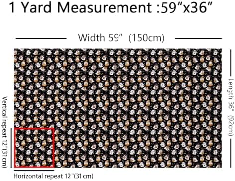 Feelyou Happy Halloween Soft Flannel Fabric by The Yard Kids 3 Yards Black Cute Ghost Upholstery Fabric Pumpkin Candy Spooky Trick or Treat for Home DIY Projects, Indoor Decor