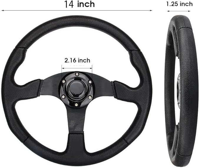 Flat-bottom Golf Cart Steering Wheel for Club Car DS &Precedent Universal Design 14 inch EZGO RXV & TXT, Yamaha Golf Cart Steering Wheels
