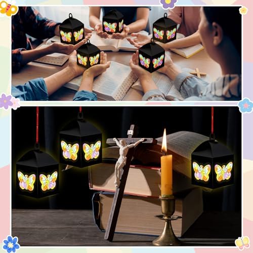 Simgoing 12 Set Lantern Craft Butterfly Cross Tissue Paper Religious Craft