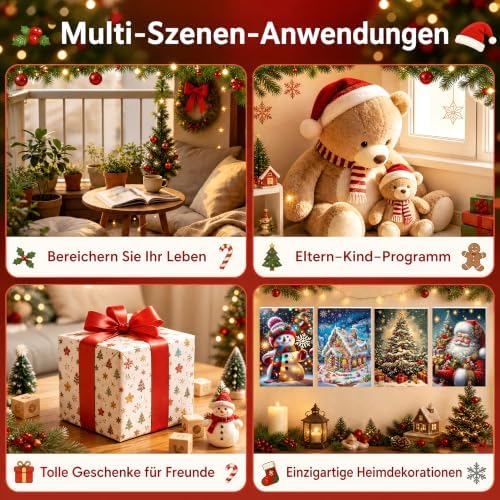 Christmas Paint by Numbers for Adults with Framed Canvas - Wooden Easel