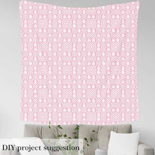 Feelyou Happy Halloween Soft Flannel Fabric by The Yard Kids 5 Yards Cute Checkered Ghost Upholstery Fabric Pink White Checkerboard Plaid Trick or Treat for Home DIY Projects, Indoor Decor