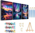 Axquilon 3 Packs Aurora Framed Paint by Numbers Kit for Adults 8x10in