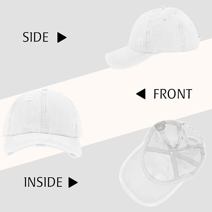 Criss Cross Ponytail Hat Women Washed Distressed Baseball Caps Adjustable High Messy Bun Ponycap