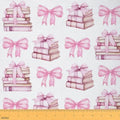 Castle Fairy Pink Bow Decorative Fabric by The Yard Bowknot Decor Books Fabric for Chairs Sofa DIY Projects Princess Ribbon Bow Soft Polyester No Stretch,2 Yard,72" Lx59 W Pink
