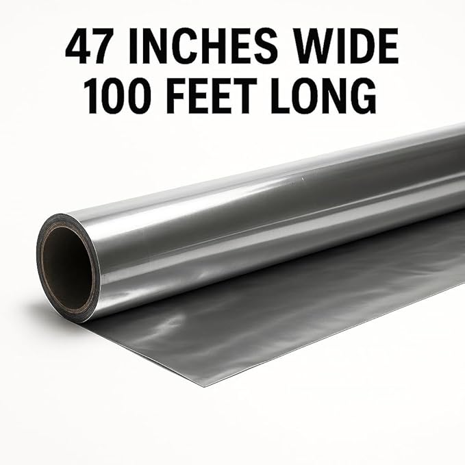 Anderson's Silver Shiny Metallic PVC Roll: 47" x 100' Flame-Resistant Event - Image 3