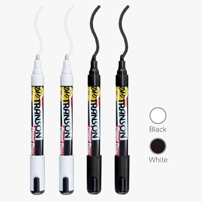 TRANSON 2 Black and 2 White Permanent Paint Markers - Image 8