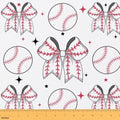 Baseball Bow Upholstery Fabric for Chairs | Modern Ball Print Bowknot Outdoor Fabric by The Yard 362"x63", Sports Ball Game Softball Geometric Bow Tie Landscape Fabric