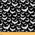Black White Bat Fabric by The Yard Wild Bat Silhouette No Stretch Fabric for Sewing Supplies Halloween Theme Decorative Soft Polyester for Home DIY Projects 5 Yards Whole Piece,180" L x 59" W