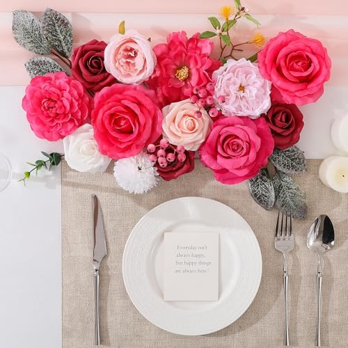 Floweroyal Artificial Flowers Fake Rose Flowers Dahlia with Stems for DIY Wedding Bridal Bouquets, Baby Shower, Floral Arrangement, Table Centerpieces, Home Decorations