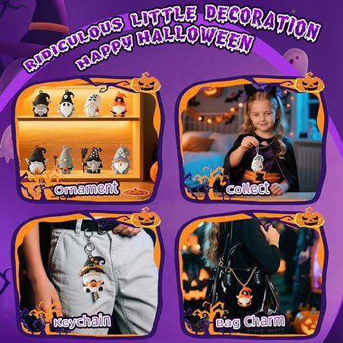 Mini Gnome Figures 36 Pcs - Halloween Party Favors, 1.6" Gnome Mini Figurines in Bulk for Dollhouse Decor, Keychains, Trick or Treat Gift for Kids, Girls, Boys, Adults