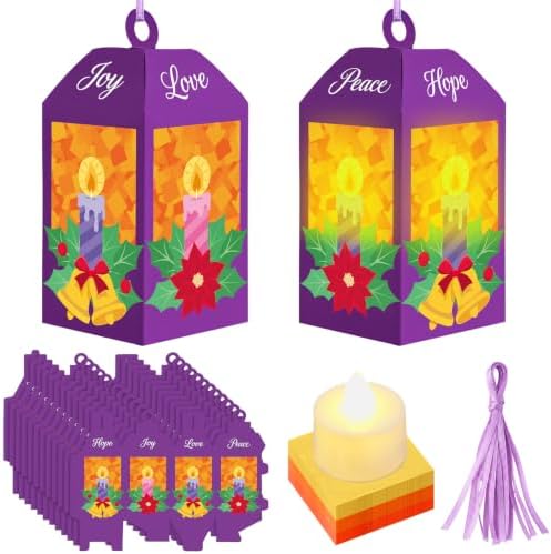 Simgoing 12 Sets Christmas Advent Crafts Advent Paper Lantern Crafts
