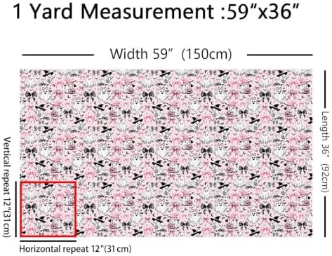 Bow Ghost Halloween Decor Upholstery Fabric Halloween Bats Outdoor Fabric by The Yard 362"x63", Gothic Moon Pumpkin Lantern Goth Witch Hat Skeleton Spider Web DIY Craft Hobby Polyester Fabric,Pink