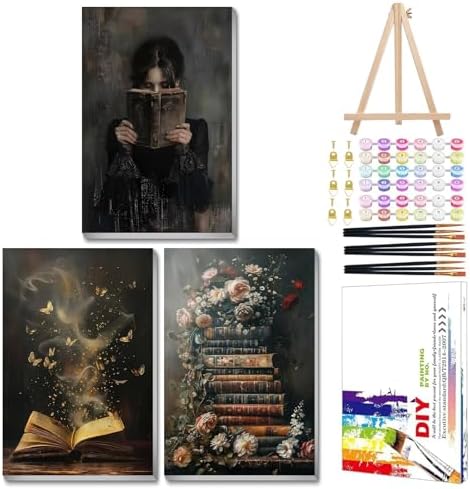 Mandun Book Paint by Numbers Kit for Adults, 3 Pack, 7.8x11.8 inch