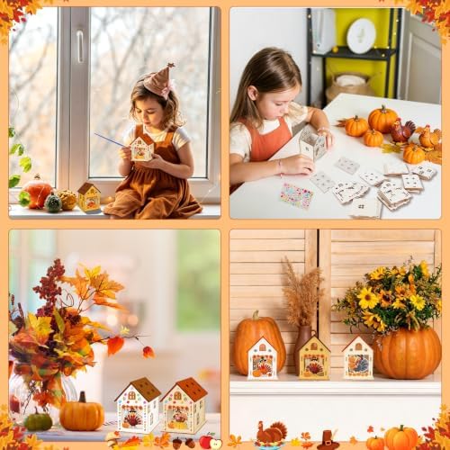 Fennoral 7 Pack Woode Turkey House Craft Kit for Kids