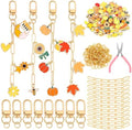 Tondiamo 266 Pcs Fall DIY Keychain Making Kit Gold Craft Autumn Charm