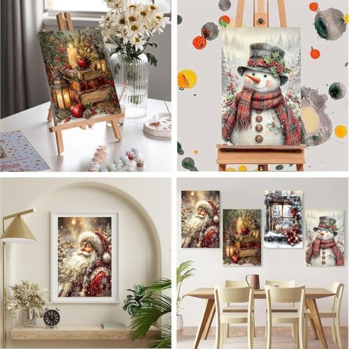 Christmas Paint by Numbers for Adults with Framed Canvas - Wooden Easel