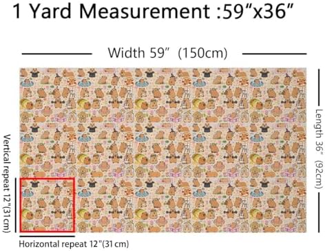Castle Fairy Cute Capybaras Fabric by The Yard Kawaii Capybara Lovers Soft Polyester No Stretch Fabrics Sofa Cartoon Rodent Animals Decorative Sewing Fabric,10 Yard,360" Lx59 W Brown