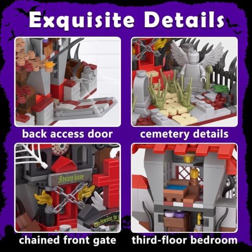 Halloween Haunted House Building Set, Mini Vampire Castle Blocks