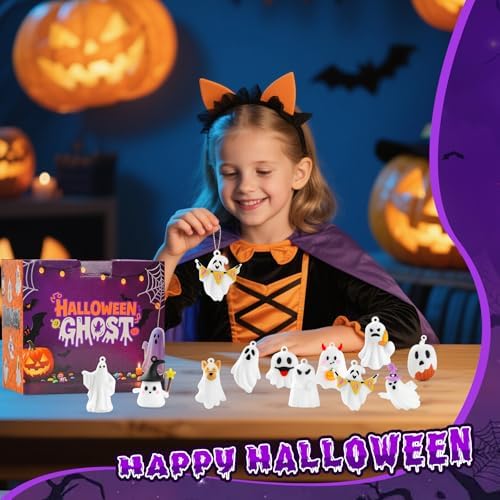 Ghost Figures 24 Pcs, Halloween Ghost Doll, 1.6" Mini Figures