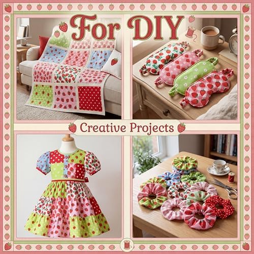 Hahafelt 10 Pcs 18"x22" Strawberry Fat Quarters Quilting Fabric Bundles