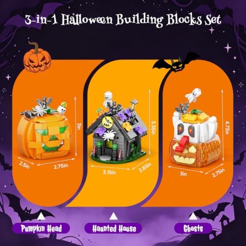 Halloween Building Blocks Set for Kids with Lights and Spooky Sounds