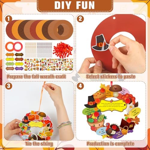 Hollowfly 48 Set Thanksgiving Wreath Craft Kits DIY Christian Ornament