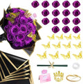 CCYXSHOW Purple Glitter Roses Bouquet, Fake Flowers Bouquet 16 Pcs DIY Glitter Rose Bouquet Kits Birthday Gifts for Women Mom Mother's Day Anniversary Graduation